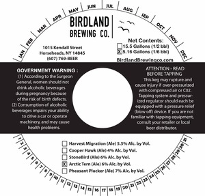 Birdland Brewing Company Arctic Tern October 2016