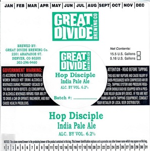 Great Divide Brewing Company Hop Disciple November 2016