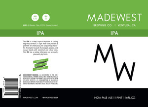 Madewest Brewing Company IPA November 2016