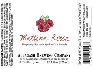 Allagash Brewing Company Mattina Rossa November 2016