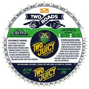 Two Roads Two Juicy New England Style IPA November 2016