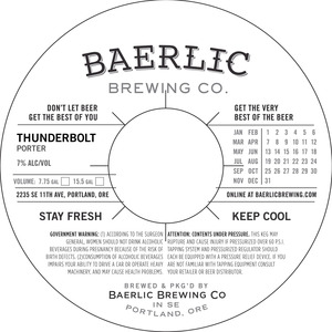 Baerlic Brewing Company Thunderbolt Porter