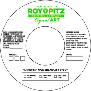 Roy-pitz Brewing Company Farmer's Maple Breakfast Stout November 2016
