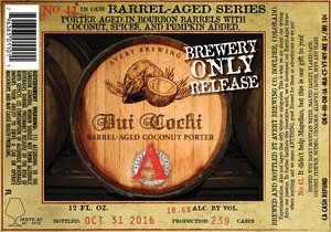 Avery Brewing Co. Dui Cochi Barrel-aged Coconut Porter November 2016