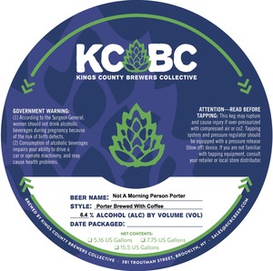 Kings County Brewers Collective Not A Morning Person Porter November 2016