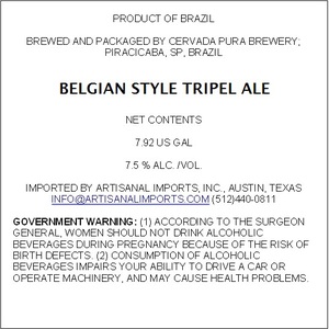 Belgian Style Tripel Ale November 2016