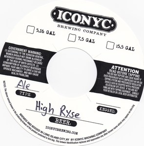 Iconyc Brewing Company High Ryse November 2016