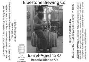 Barrel Aged 1537 Imperial Blonde Ale November 2016