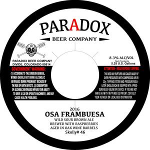 Paradox Beer Company Osa Frambuesa November 2016