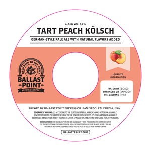 Ballast Point Tart Peach Kolsch November 2016