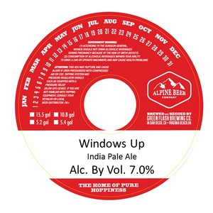 Alpine Beer Company Windows Up December 2016
