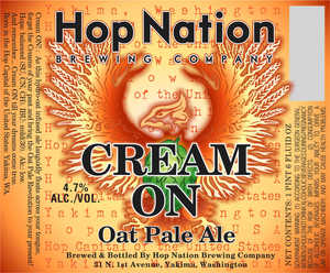 Hop Nation Brewing Company Cream On Oat Pale Ale November 2016