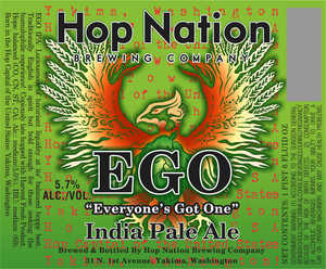 Hop Nation Brewing Company Ego IPA November 2016