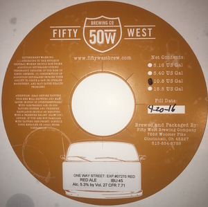 Fifty West Brewing Company One Way Street: Exp. #07270 Red November 2016
