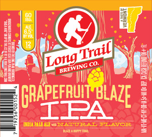 Long Trail Brewing Company Grapefruit Blaze IPA November 2016