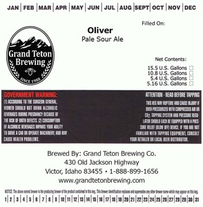 Grand Teton Brewing Oliver Pale Sour November 2016