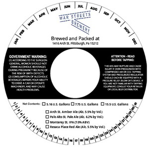 War Streets Brewery Arch St. Amber Ale November 2016