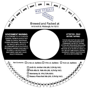 War Streets Brewery Palo Alto St. Pale Ale December 2016