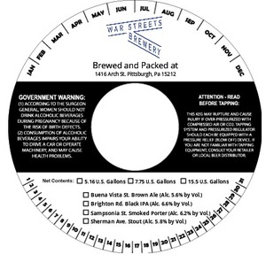 War Streets Brewery Buena Vista St. Brown Ale