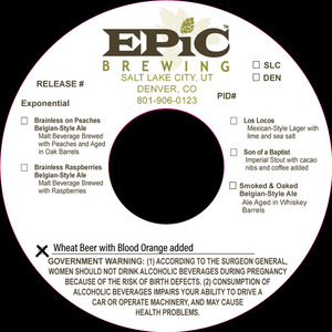 Epic Brewing Wheat Beer With Blood Orange