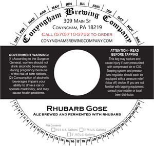 Conyngham Brewing Company Rhubarb Gose November 2016