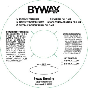 Byway Brewing Company Overdue Double India Pale Ale November 2016