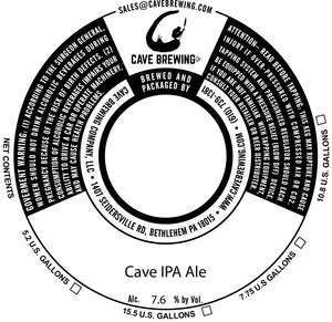 Cave Brewing Company Cave IPA Ale December 2016