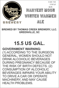 Thomas Creek Brewery Harvest Moon Winter Warmer Ale