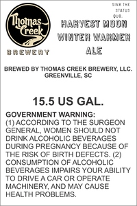 Thomas Creek Brewery Harvest Moon Winter Warmer Ale January 2017