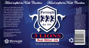 Fortnight Brewing 3 Lions Best Bitter Ale December 2016