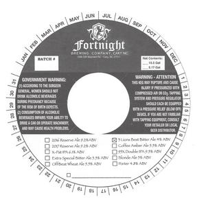 Fortnight Brewing 3 Lions Best Bitter Ale December 2016