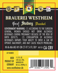 Brauerei Westheim Graf Stolberg Dunkel December 2016