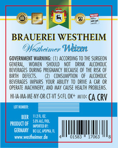 Brauerei Westheim Westheimer Weizen December 2016