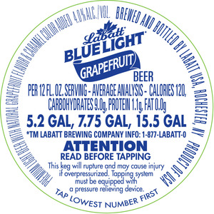 Labatt Blue Light Grapefruit December 2016