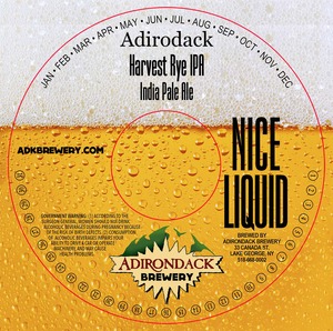 Adirondack Harvest Rye IPA December 2016