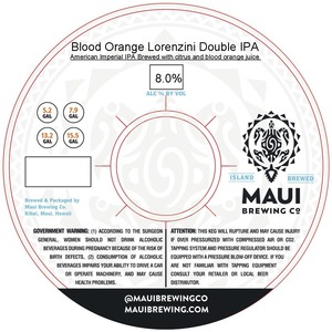 Maui Brewing Co. Blood Orange Lorenzini Double IPA