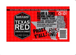 Rahr & Sons Brewing Co., LP Texas Red January 2017