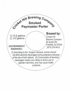 Cricket Hill Brewing Company Smoked Paymaster Porter