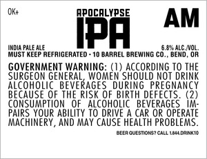 10 Barrel Brewing Co. Apocalypse IPA December 2016