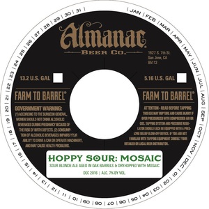 Almanac Beer Co. Hoppy Sour Mosaic December 2016