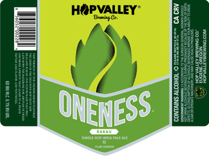 Hop Valley Brewing Co. Oneness Rakau December 2016