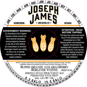 Joseph James Brewing Co., Inc. Blood Orange And Cranberry