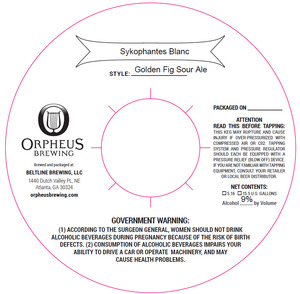 Orpheus Brewing Sykophantes Blanc December 2016