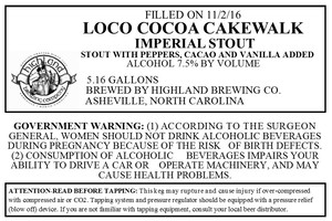 Highland Brewing Co. Loco Cocoa Cakewalk December 2016