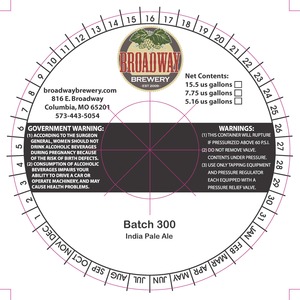 Broadway Brewery Batch 300 India Pale Ale