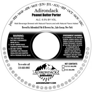 Adirondack Brewery Peanut Butter Porter December 2016