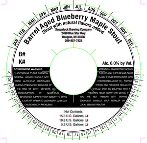 Saugatuck Brewing Company Barrel Aged Blueberry Maple Stout December 2016