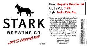 Stark Brewing Company Hopzilla Double IPA January 2017