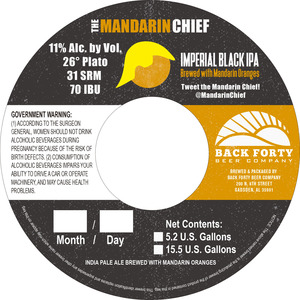 Back Forty Beer Company The Mandarin Chief December 2016