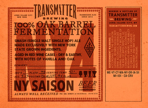 Transmitter Brewing Ny5 Saison January 2017